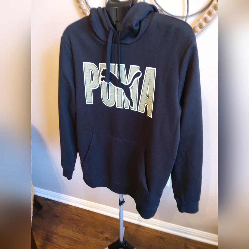 Puma Black and White Logo Hoodie for Men - Picture 2 of 5